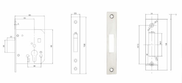 AKADA Lock Body 8508-55 SS - Akada Trading Company