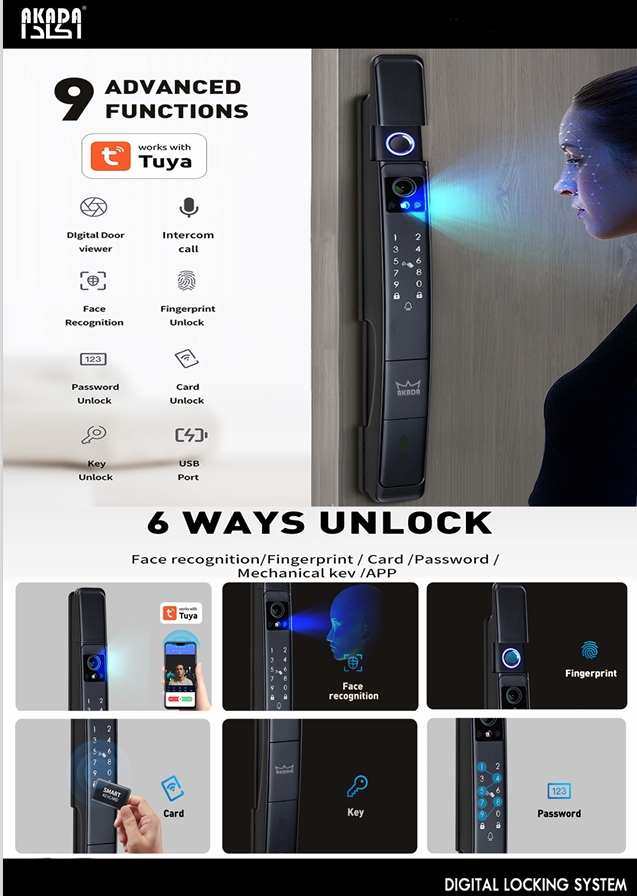 AKADA RE 041 Face Recognition Smart Lock - Akada Trading Company